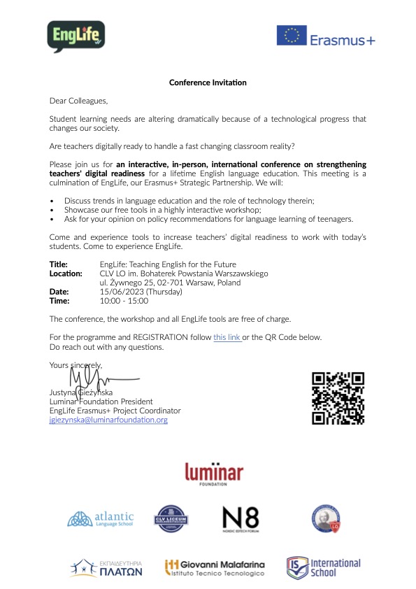 EngLife Final Conference Invitation